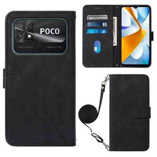 For Xiaomi Poco C40 Global Crossbody 3D Embossed Flip Leather Phone Case(Black)