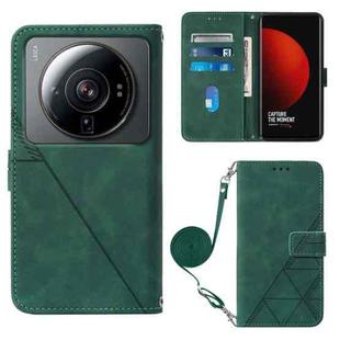 For Xiaomi 12 Ultra / 12S Ultra Crossbody 3D Embossed Flip Leather Phone Case(Dark Green)