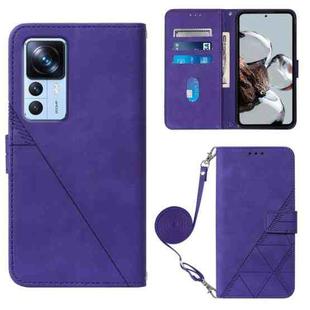 For Xiaomi 12T / 12T Pro / Redmi K50 Ultra Crossbody 3D Embossed Flip Leather Phone Case(Purple)