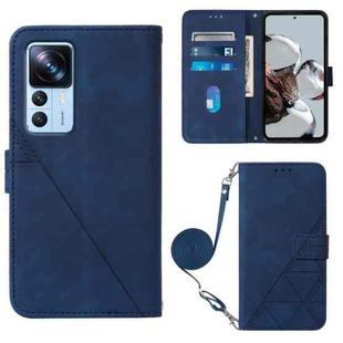 For Xiaomi 12T / 12T Pro / Redmi K50 Ultra Crossbody 3D Embossed Flip Leather Phone Case(Blue)