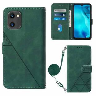 For UMIDIGI C1 Crossbody 3D Embossed Flip Leather Phone Case(Dark Green)