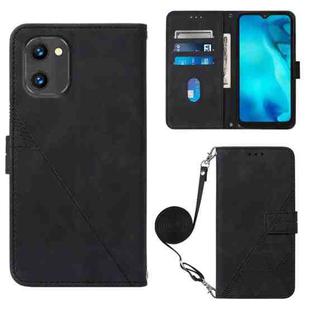 For UMIDIGI C1 Crossbody 3D Embossed Flip Leather Phone Case(Black)