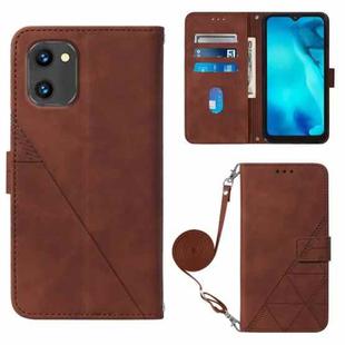 For UMIDIGI C1 Crossbody 3D Embossed Flip Leather Phone Case(Brown)