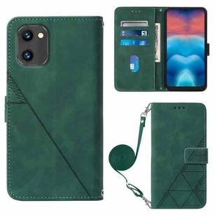 For UMIDIGI G1 Crossbody 3D Embossed Flip Leather Phone Case(Dark Green)