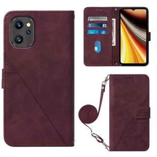 For UMIDIGI Power 7 Max Crossbody 3D Embossed Flip Leather Phone Case(Wine Red)