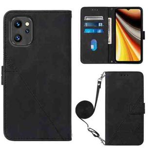 For UMIDIGI Power 7 Max Crossbody 3D Embossed Flip Leather Phone Case(Black)