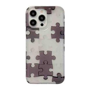 For iPhone 14 Translucent Frosted IMD TPU Phone Case(Gray White Puzzle)