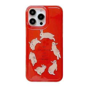 For iPhone 14 Translucent Frosted IMD TPU Phone Case(Red Rabbit Run)