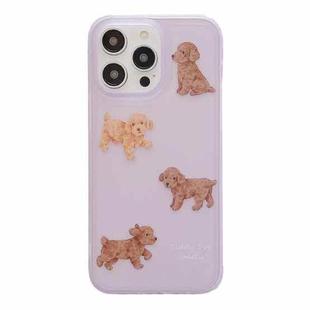 For iPhone 14 Translucent Frosted IMD TPU Phone Case(Pink Teddy)