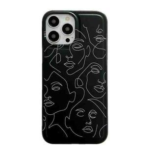 For iPhone 14 Translucent Frosted IMD TPU Phone Case(Black Abstract Face)