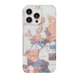 For iPhone 14 Pro Translucent Frosted IMD TPU Phone Case(Map Puzzle)