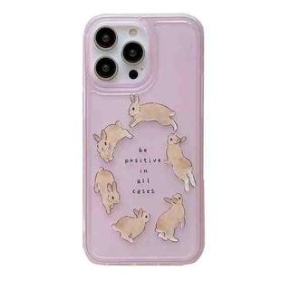 For iPhone 14 Pro Translucent Frosted IMD TPU Phone Case(Pink Rabbit Run)