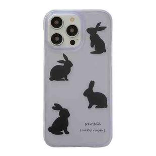 For iPhone 14 Pro Translucent Frosted IMD TPU Phone Case(Purple 4 Rabbits)