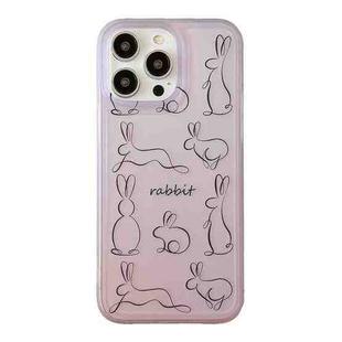 For iPhone 14 Pro Translucent Frosted IMD TPU Phone Case(Purple Line Rabbits)