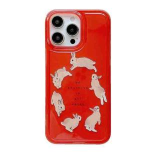 For iPhone 14 Plus Translucent Frosted IMD TPU Phone Case(Red Rabbit Run)