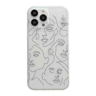 For iPhone 14 Plus Translucent Frosted IMD TPU Phone Case(White Abstract Face)