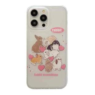 For iPhone 14 Pro Max Translucent Frosted IMD TPU Phone Case(Love Rabbits)
