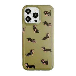 For iPhone 14 Pro Max Translucent Frosted IMD TPU Phone Case(Dark Green Dogs)