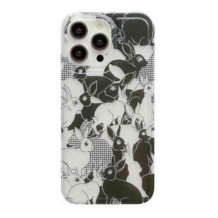 For iPhone 13 Pro Translucent Frosted IMD TPU Phone Case(BW Rabbit)