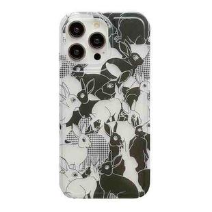 For iPhone 13 Pro Max Translucent Frosted IMD TPU Phone Case(BW Rabbit)