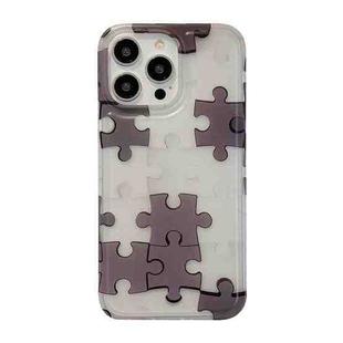 For iPhone 13 Pro Max Translucent Frosted IMD TPU Phone Case(Gray White Puzzle)