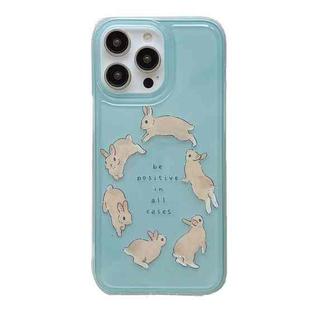 For iPhone 12 Translucent Frosted IMD TPU Phone Case(Blue Rabbit Run)
