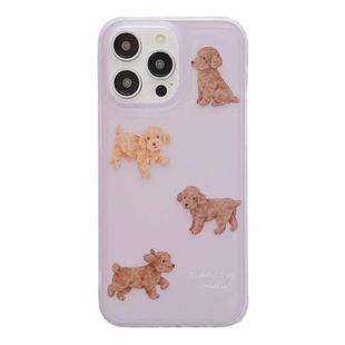 For iPhone 12 Pro Translucent Frosted IMD TPU Phone Case(Pink Teddy)