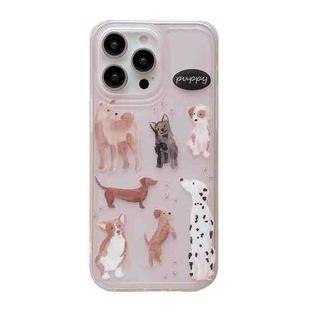 For iPhone 11 Translucent Frosted IMD TPU Phone Case(Pink Dogs)