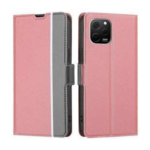 For Huawei nova Y61 Twill Texture Side Buckle Leather Phone Case(Pink)