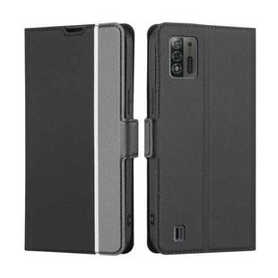 For ZTE Blade A52 Lite Twill Texture Side Buckle Leather Phone Case(Black)