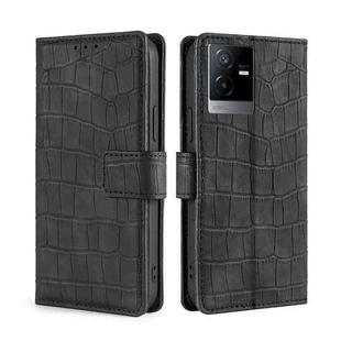 For vivo T2x 5G/Y73t/iQOO Z6x Skin Feel Crocodile Magnetic Clasp Leather Phone Case(Black)