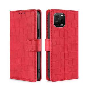 For Huawei nova Y61 Skin Feel Crocodile Magnetic Clasp Leather Phone Case(Red)