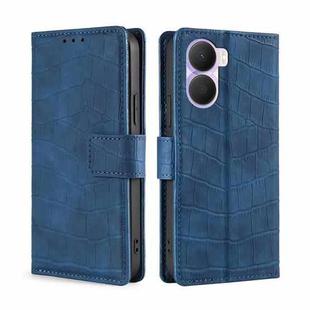 For Honor Play 40 Plus Skin Feel Crocodile Magnetic Clasp Leather Phone Case(Blue)