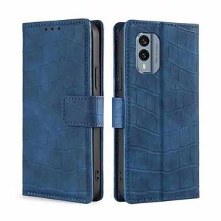 For Nokia X30 5G Skin Feel Crocodile Magnetic Clasp Leather Phone Case(Blue)