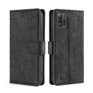 For ZTE Blade A52 Lite Skin Feel Crocodile Magnetic Clasp Leather Phone Case(Black)