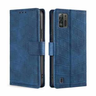 For ZTE Blade A52 Lite Skin Feel Crocodile Magnetic Clasp Leather Phone Case(Blue)