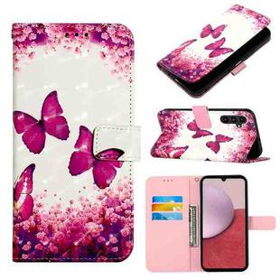 For Samsung Galaxy A14 5G 3D Painting Horizontal Flip Leather Phone Case(Rose Butterfly)