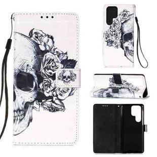 For Samsung Galaxy S23 Ultra 5G 3D Painting Horizontal Flip Leather Phone Case(Skull)