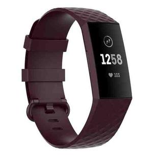 Color Buckle TPU Wrist Strap Watch Band for Fitbit Charge 4 / Charge 3 / Charge 3 SE, Size: S(Rosewood)