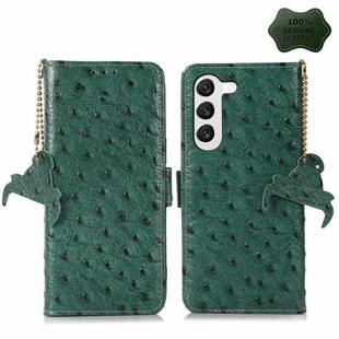 For Samsung Galaxy S23 5G Ostrich Pattern Genuine Leather RFID Phone Case(Green)