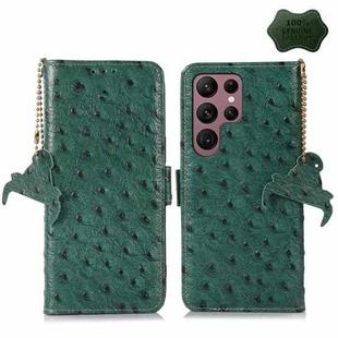 For Samsung Galaxy S23 Ultra 5G Ostrich Pattern Genuine Leather RFID Phone Case(Green)