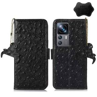 For Xiaomi 12T / 12T Pro / Redmi K50 Ultra Ostrich Pattern Genuine Leather RFID Phone Case(Black)