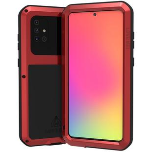 For Galaxy A71 LOVE MEI Metal Shockproof Waterproof Dustproof Protective Case(Red)