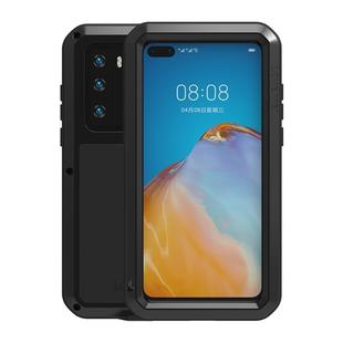 For Huawei P40 LOVE MEI Metal Shockproof Waterproof Dustproof Protective Case(Black)