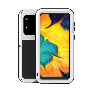 For Galaxy A30 LOVE MEI Metal Shockproof Waterproof Dustproof Protective Case(White)