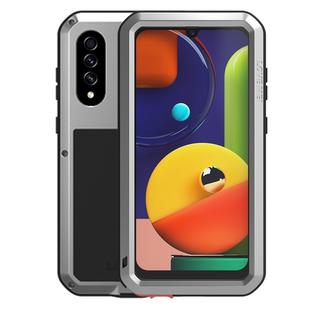 For Galaxy A50s LOVE MEI Metal Shockproof Waterproof Dustproof Protective Case(Silver)