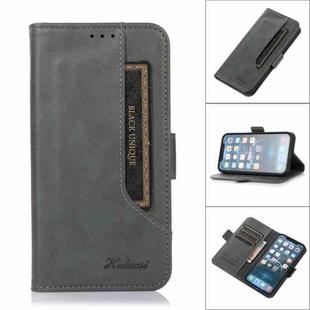 For iPhone 12 / 12 Pro Dual Buckle Card Wallet Calf Leather Phone Case(Green)