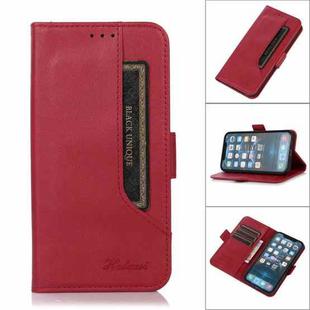 For iPhone 12 / 12 Pro Dual Buckle Card Wallet Calf Leather Phone Case(Red)