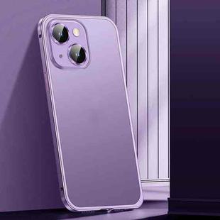 For iPhone 14 Spring Buckle Metal Frosted Phone Case(Purple)