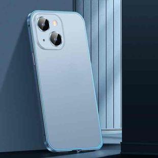 For iPhone 14 Plus Spring Buckle Metal Frosted Phone Case(Sierra Blue)